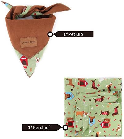SWEET DEVIL 2 Pieces of Adjustable Bandana Scarf for Puppy Neckerchief Pack in Gift Box