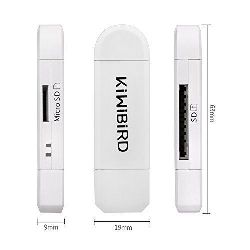KiWiBiRD Micro USB OTG zu USB 2.0 Adapter; SD/Micro SD Kartenleser mit standard USB Male & Micro USB Male Anschluss für Smartphones/Tablets mit OTG Funktion, PCs, MacBooks und Smart TVs – Weiß - 3