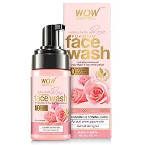 WOW Skin Science Himalayan Rose Foaming Face Wash - contains Rose Water & Aloe Vera Extract - for Cleansing & Toning - No Parabens, Sulphate, Silicones & Synthetic Color - 100mL