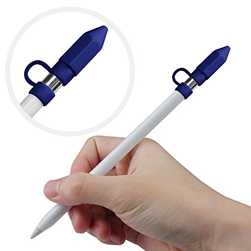 [3-Pack] Fintie Apple Pencil Stift Kappehalter/ Schreibfeder-Abdeckung/ Halterung für Lightning Kabel Adapter für den iPad Pro Pencil (Apple Pencil, Ladekabel und Adapter sind nicht im Lieferumfang enthalten), Marineblau - 2