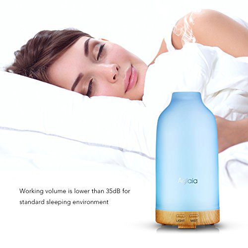 Aroma Diffuser Glas, Aiho Aglaia Aroma Diffusor Aromatherapie 100ml leise 35dB Ätherische Öl Ultraschall Luftbefeuchter Humidifier Duftzerstäuber, 7 LED Farbwechsel Licht, 2 Nebel Modus Verstellung, Wasserlos Auto off, für Spa Yoga Büro Schlafzimmer Konferenzraum (AD-G1) - 6