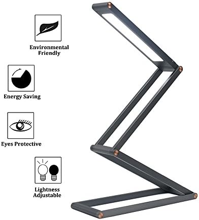 Cordless LED Desk Lamp Zology Solid Construction and Foldable Table Lamp for Office and Bedroom Color Dark Gray