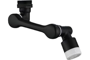 HEGEHE Rotate Faucet Aerator Universal, Dual Water Modes Kitchen Tap Spray Head, Bathroom Faucet Spray Aerator Mounted for Face Washing, Gargle and Eye Flush (Black, 1080°)