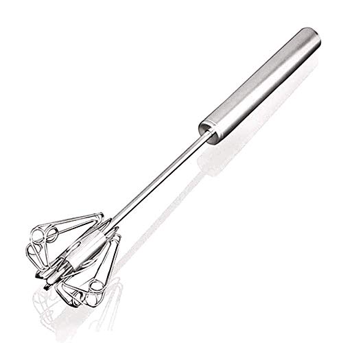 Amoboo Batidora pequeña Manual, Acero Inoxidable Batidor de Huevos Espumador de Leche Mezclador Giratorio de Empuje
