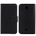 Produktbild Gukas Design Echt Leder Tasche Für Cyrus CS28 5" Hülle Lederhülle Handyhülle Handy Flip Brieftasche mit Kartenfächer Schutz Protektiv Genuine Premium Case Cover Etui Skin (Schwarz)