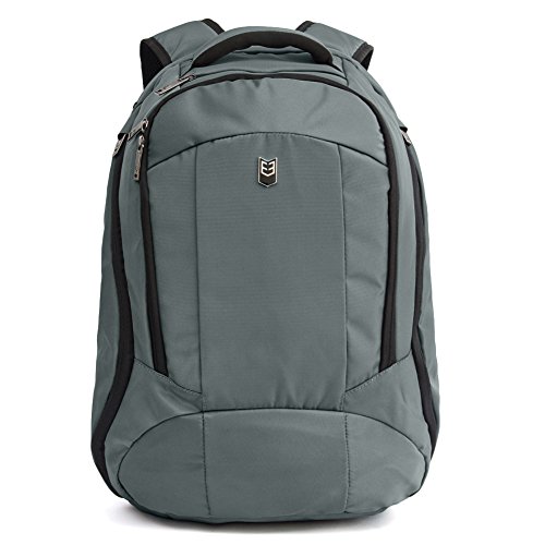 Laptop Rucksack 17,3″, Evecase Wasserabweisend Daypack mit Laptopfach 17.3 Zoll/ Akteneinteilung / Tabletfach/ Viele Zubehörfächer / Versteckbar Getränketasche – Grau - 2