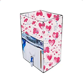 JM Homefurnishings waterproof and dustproof Printed Water Purifier cover for KENT New Grand 8-Litres Wall-Mountable RO +Double UV+ UF + TDS 20 ltr/hr (love heart Print)