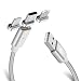 Produktbild ALTech® 3 in 1 Silber starkes magnetisches Nylon geflochtenes Mikro-USB-Lebenszeit-Garantie Aufladen und Datenübertragung Synchronisierungs-Kabel mit LED-Anzeige Anwendung für Art-C androides Telefon iphone