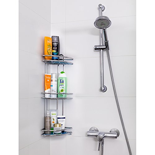 Tatkraft Kaiser mini Eckregal Dreireihig Badezimmer Duscheckregal 23X18X58.5H cm Stahl Verchromt - 6