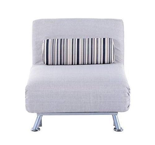 confronta il prezzo homcom Poltrona Letto in Ferro e Cotone con Cuscino a Righe 75 x 70 x 75cm Grigio miglior prezzo