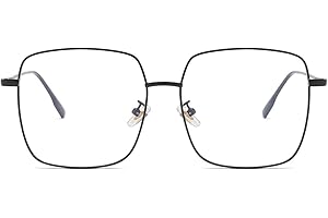 Dollger Blaulichtfilter Brille für Damen Herren Blaue Licht Blockieren Brille Square Metall Großer Rahmen Brille Anti Blaulicht PC TV Gaming