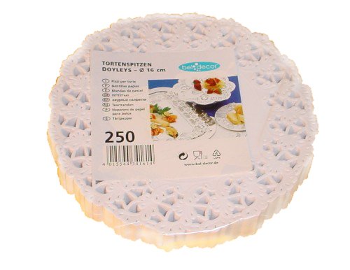 Tortenspitzen rund 16 cm 250 Stück weiß