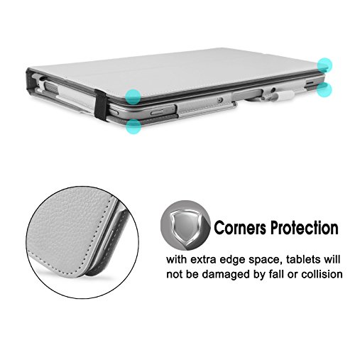 Asus Transformer Mini T102HA Hülle Case -Infiland Slim Fit Folio PU-lederne dünne Kunstleder Schutzhülle Cover Tasche für Asus Transformer Mini T102HA Tablet-PC (mit Auto Schlaf / Wach Funktion, Tablet und Tastatur sind nicht entgehaltet) (Weiß) - 5