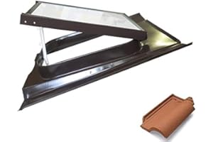 LUXTIG Lucernario Vetro Temperato - Modello 45X60 cm - Telaio verniciato testa di Moro- Vasistas - KTP (tegola portoghese, testa di Moro)