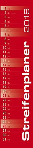 Preisvergleich Produktbild Streifenplaner rot 2018 - Streifenkalender (11 x 50)
