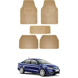 RONISH Fabric Car Floor Foot Mat for Vento (Beige)