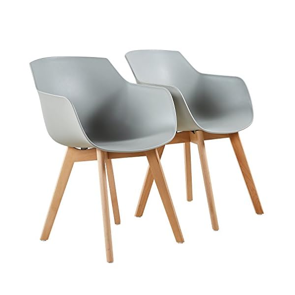 H.J WeDoo 2er-Set Wohnzimmerstuhl Esszimmerstuhl mit Armlehne und Buchenholz Retro Design Stuhl für Büro Lounge Küche…