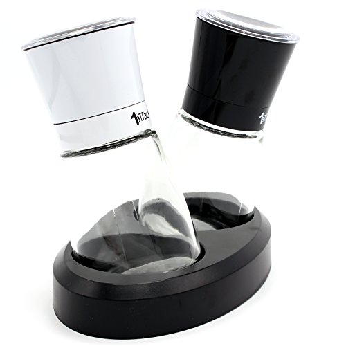 Moderne Salzmühle Pfeffermühle Gewürzmühle (2 Stück) Set, einstellbares Keramikmahlwerk für Pfeffer Grobes Himalya Salz Meersalz Chilli, Manuelle Kräutermühle - 4