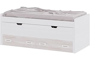 MUËBLAM Cama Nido Habitación Juvenil con 2 cajones | Camas de 105 cm y de 90 cm, Nieve, Artic