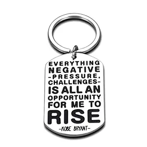 Kobe Gifts for Men Motivational Quote Keychain Mamba Mentality Keyring Tag for Teen Boys Son Athletic Player Hoops Team Coach LA Lakers Fan for Birthday Christmas Basketball Sports Events
