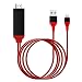 Produktbild Lightning HDMI Kabel, Hizek 2M 8pin Lightning Digital AV zu HDMI 1080P Adapterkabel für iPhone7 / 7Plus / 6s / 6Plus / 5 / 5s - Rot