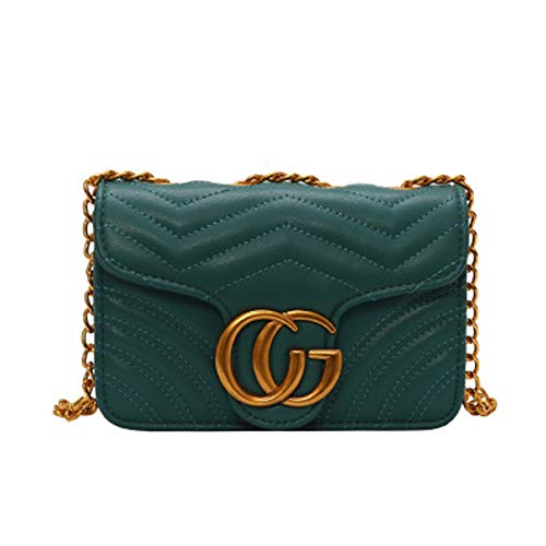Preisvergleich Produktbild Tasche weiblich 2019 neue PU Umhängetasche Sterne mit der Kette kleine Tasche Mode weibliche Umhängetasche (green, 21x15x8cm)