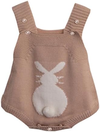 Baby Romper Jumpsuit, Dorame Infant Boy Girl Rabbit Romper Knitted Bunny Jumpsuit (80/6-12M, Brown)