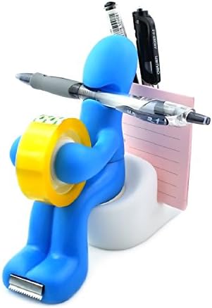 The Multi-functional Office Supply Station Desk Accessory Holder-Memo Pad Holder,Paper Clip Storage,Tape Dispenser (Blue)