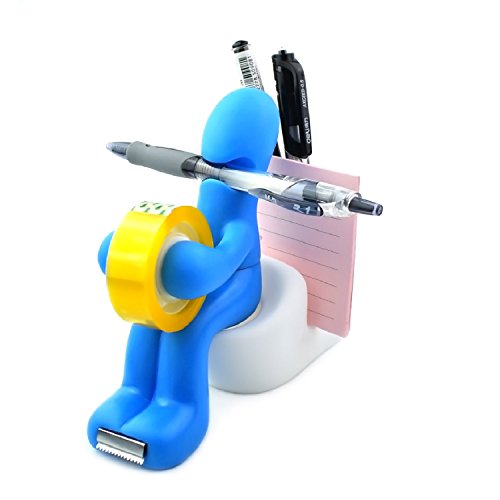 The Multi-functional Office Supply Station Desk Accessory Holder-Memo Pad Holder,Paper Clip Storage,Tape Dispenser (Blue)