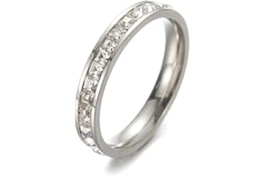 Zuya Titanium Steel Ring Cubic Zirconia Crystal Ring Rose Gold Color Simple Wedding Couple Rings for Women or Men Rings Jewelry Gift