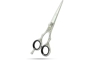 SMI - 5,5" tijeras de peluquería para zurdos profesional tijeras de pelo para la mano izquierda filo de navaja acero inoxidable de alto carbono tijeras para cortar el cabello
