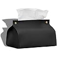 Goodern Modern PU Leather Tissue Box Cover Holder, Rectangular, Black, Faux Leather, Perfect for Home, Office, Car