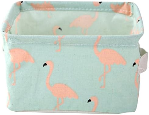 Qearly Home Organizer Nursery Baskets Desktop Storage Storage Bins-Green Flamingo