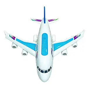 KiddyBuddy Bump and Go Aeroplane with Flashing Light and Musical Plane Toy for Kids, Best Gift for Children,Made in India, Multicolor