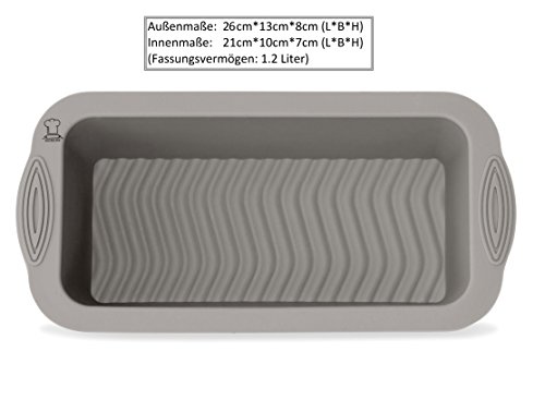 BackeFix – die moderne Brotform für Ihre Bedürfnisse | die antihaftende Kastenform, backen ohne Einfetten – für 500g | Perfekt für den Ofen- sowie Mikrowellenberreich | Flexible Silikon Brot-Backform, Kuchenform, Brotkasten, Spühlmaschinenfest, Antihaft-Beschichtung | Backform (außen: 26cm x 13cm x 8cm; 1,2 Liter) | 2 Jahre Garantie - 2