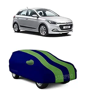 GANPRA Presents Water Resistant Dustproof Car Body Cover Compatible with Hyundai i20 Model (Green Stripes with Mirror)