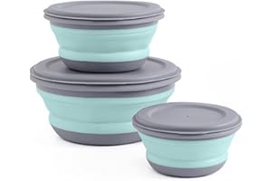 Oniphia 3 Stück Tragbare Camping Schüssel Faltbare Schüssel Tragbare Frischhaltedosen Tragbare Camping Faltbare Schüssel für Camping Wandern, Picknick, Küche Schule im Freien (Grün)