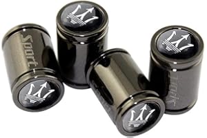 BBXFLL 4 Pezzi Auto Pneumatico Cappucci Valvole Stelo, per Maserati Logo Granturismo Levante Ghibli Gran Coprivalvola Tappi Coperchio Parapolvere Copri Ruota Ermetico con Logo Guarnizione in Gomma Accessori