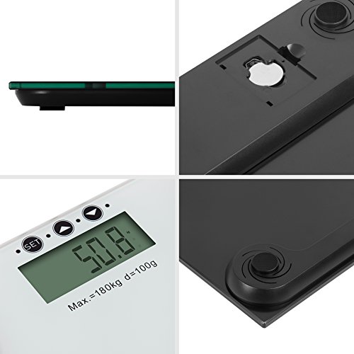 Duronic BS401 Digitalwaage mit Körperfett Analyse bis zu 180kg – dünner Glasboden, Badezimmer Maßstab, Touchbildschirm - 4