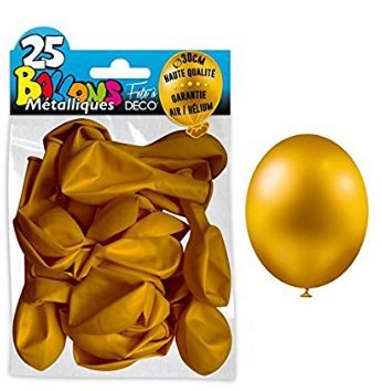 HAPPY AND LOC 25 BALLONS BAUDRUCHES - DECO SALLE - Haute qualité - Garantie air et hélium (OR)