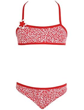 Costumi da Bagno Bambina, due pezzi, Set Bikini Coordinato, 4-10 anni, Rosso, Made in Italy