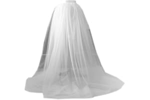YJZQ Detachable Train Bridal Wedding Dress Tulle Skirt for Evening Party Women Floor Length See Through Dress Waist Strap Cape Style