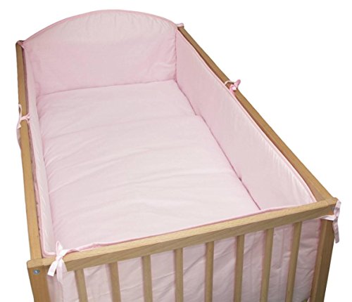 Nursery Baby Cot Bed Bumper / Pad 140x70 / 420cm Long All Round Bumper - PLAIN PINK