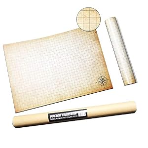 Dungeon Grid Game Mat | IMPRESCINDIBLE Accesorio para Juegos de rol – Batallas – Juegos de Mesa | Compatible con D&D, Pathfinder y Warhammer | Reutilizable, Durable Y PORTÁTIL (Cuadrícula)