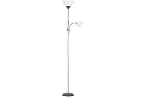 MiniSun | Modern Metallic Silver 2 Way Mother/Father and Child Floor Lamp | Floor Lamps & Torchieres, Home Décor & Improvement Essential | Includes LED Bulbs