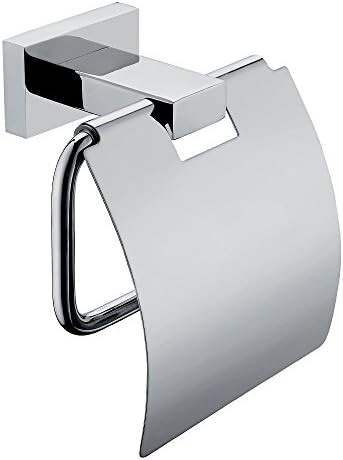 QiuQiu Wall Mounted Bathroom Toilet Roll Holder 304 Stainless Steel Toilet Paper Rack Chrome finish with Cover