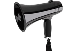 MyMealivos Tragbares Megafon Bullhorn 20 Watt Power Megafon Lautsprecher Stimme und Sirene / Alarmmodi mit Lautstärkeregler und Gurt (schwarz)