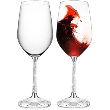 IFOLAINA Wine Glasses Set of 2 Lead Free Stemware 15 Ounce