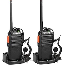 Retevis RT24 Talkie Walkie PMR446 sans Licence Professionnel 16 Canaux Scan Surveillance Radio Bidirectionnelle CTCSS/DCS avec Chargeur Européen et Écouteurs (Noir,1 Paire)