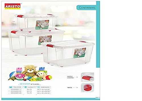 ARISTO Multipurpose Plastic Storage Container Box with Wheels 25 LTR (Clear, Transparent) - Image 9